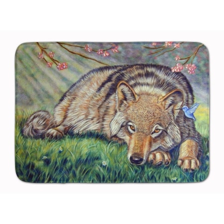Carolines Treasures Wolf and Hummingbird Machine Washable Memory Foam Mat 7356RUG